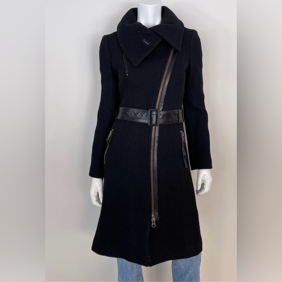 Mackage Black Trench Coat with Belt - Picture 12 of 13